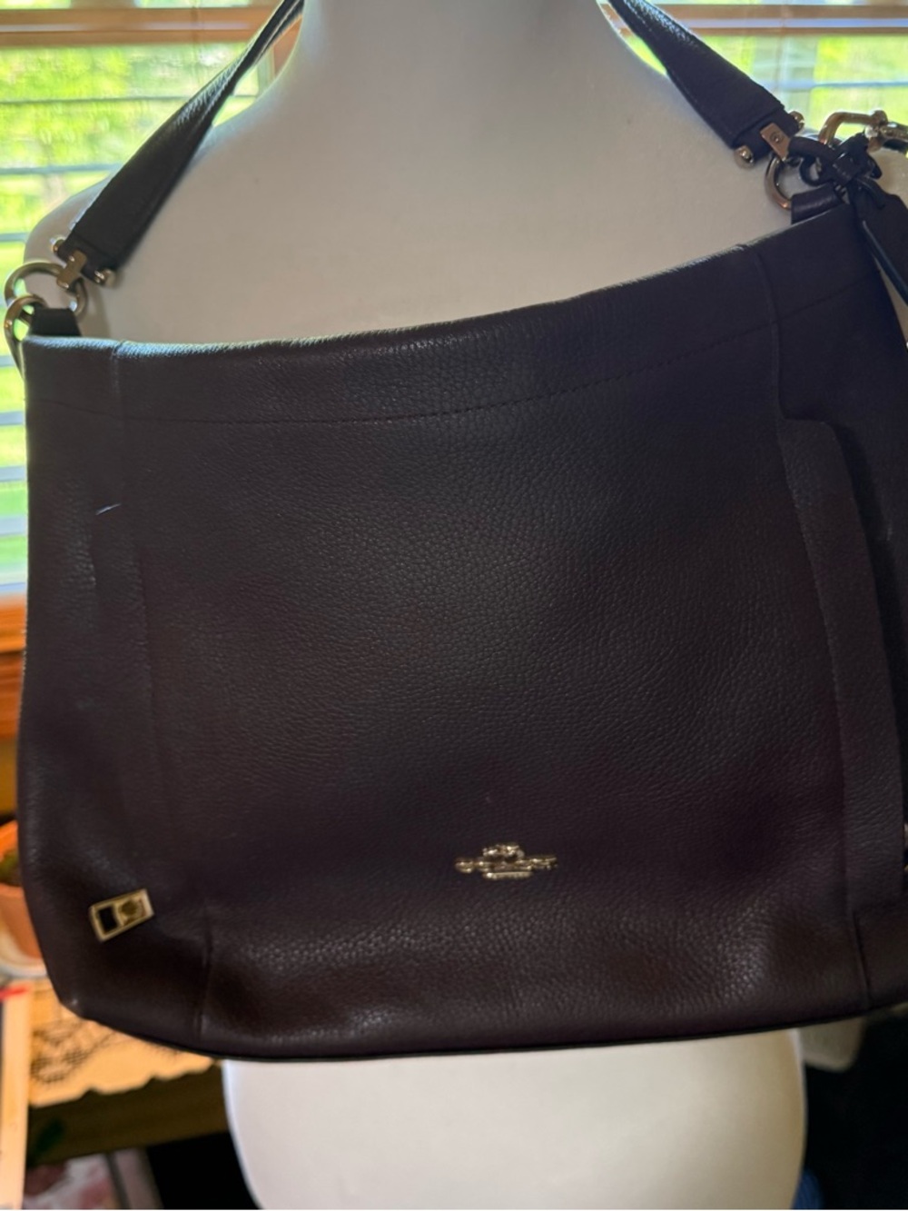 Vintage Coach Oxblood Pebbled Leather Shoulder Bag with Gold Hardware